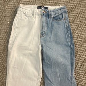 split color hollister mom jeans